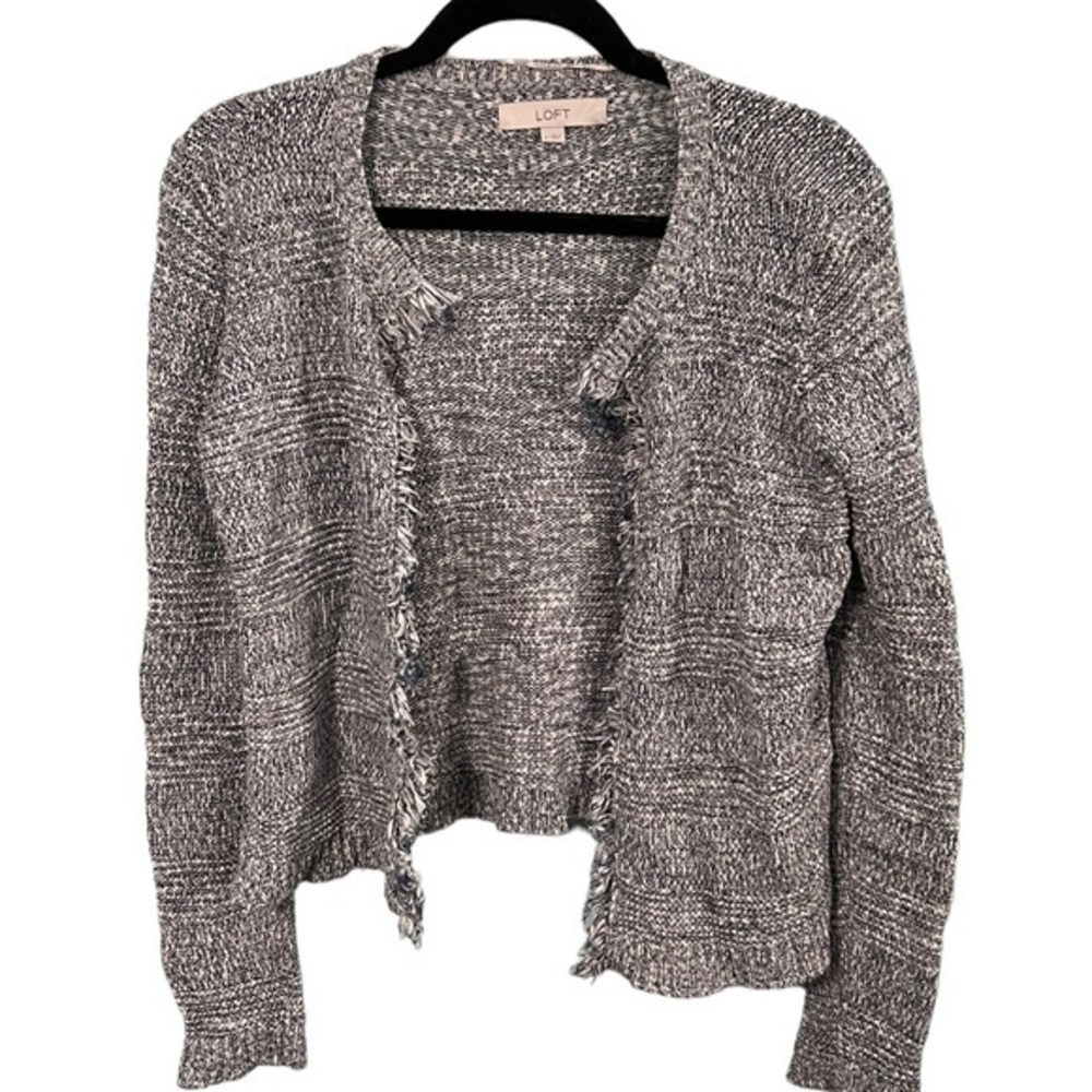 Ann Taylor Loft Long Sleeve Gray Open Cardigan Sweater Size Medium